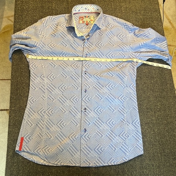 Men’s 7 Downie St. Blue Pattern Button Down Shirt sz. 4 (US M) - Picture 7 of 11